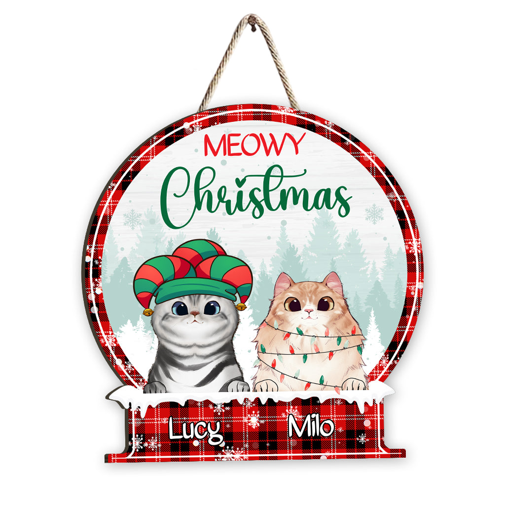 Merry Christmas - Personalized Cat Wood Sign