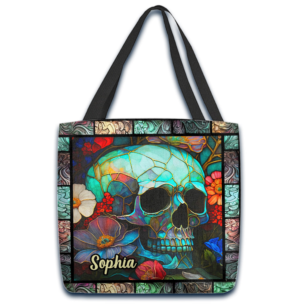 Floral Skull - Personalized Skull Tote Bag