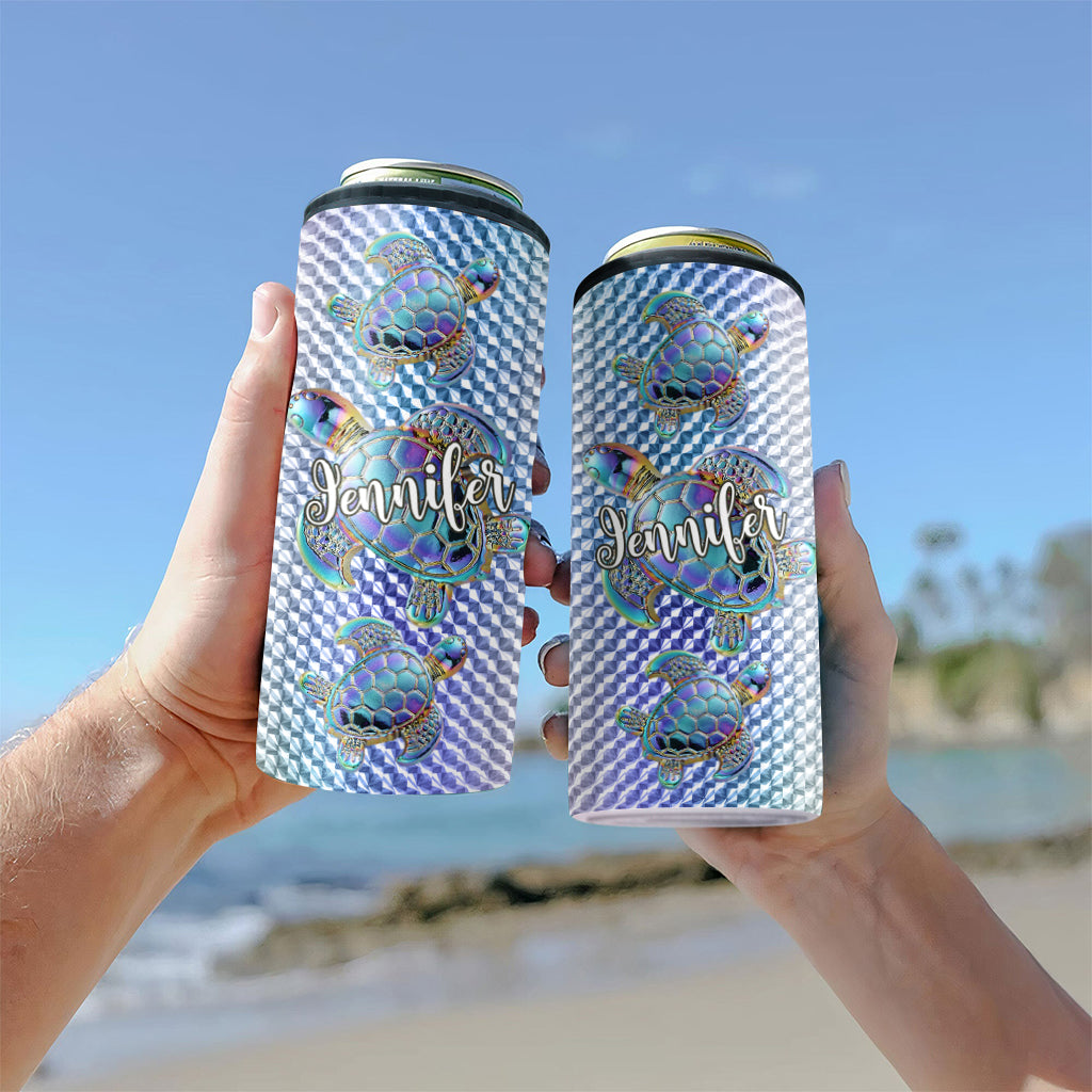 Salty Lil Beach - Personalized Turtle Can Cooler