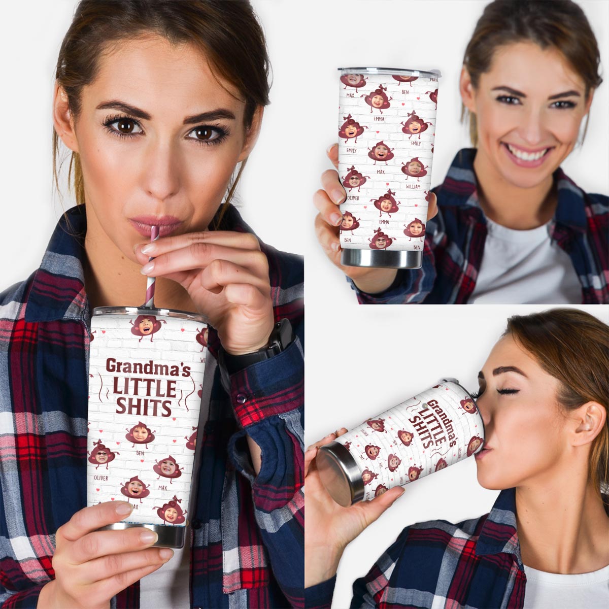 Daddy Little Shits - Gift for dad, grandma, grandpa, mom, uncle, aunt, brother, sister - Personalized Tumbler