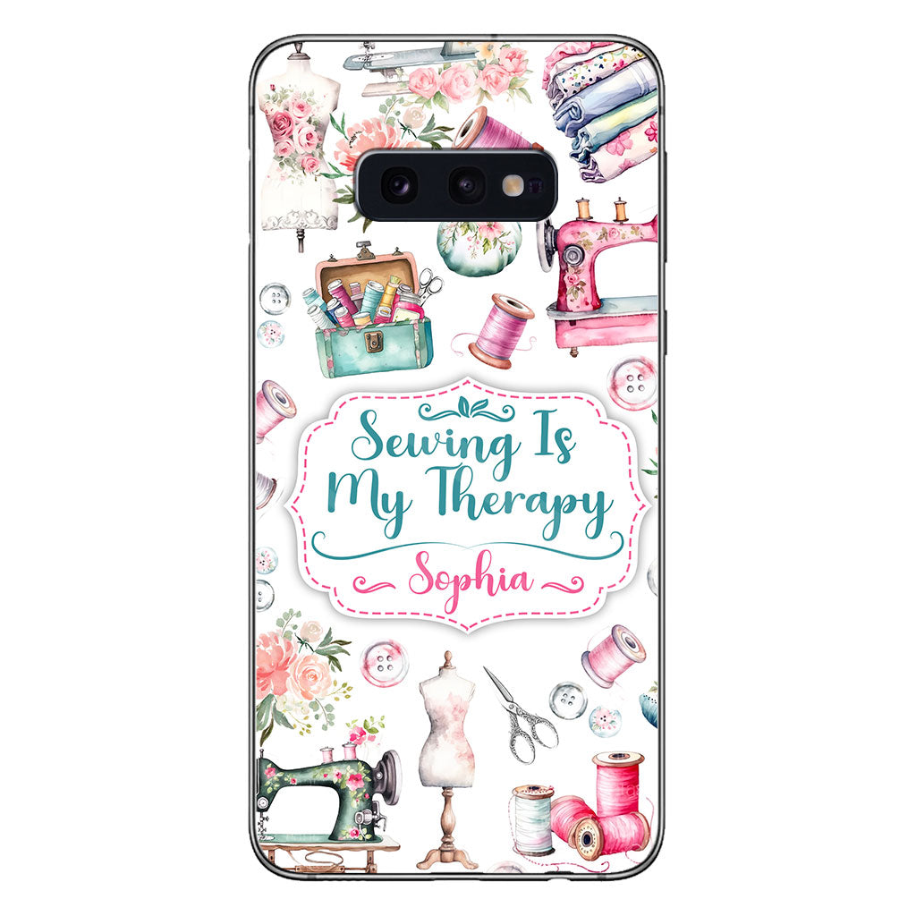 Sewing Is My Therapy - Personalized Sewing Phone Case