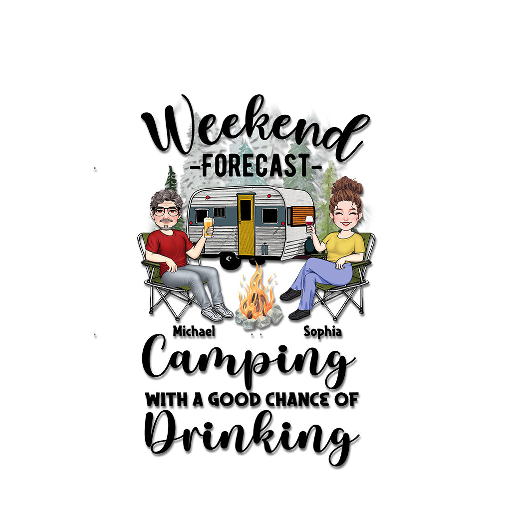 Prévisions du week-end - Autocollant de camping personnalisé complet