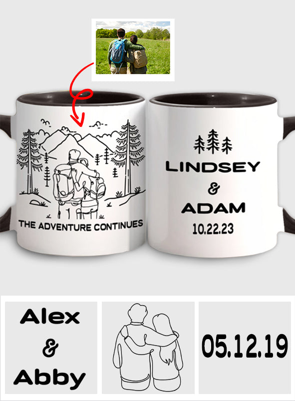 L'aventure continue - Mug de randonnée personnalisé
