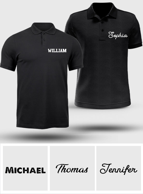 Custom Name - Personalized Couple Embroidered Polo Shirt
