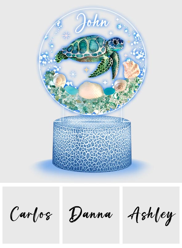Love Turtle - Personalized Turtle Shaped Plaque Light Base