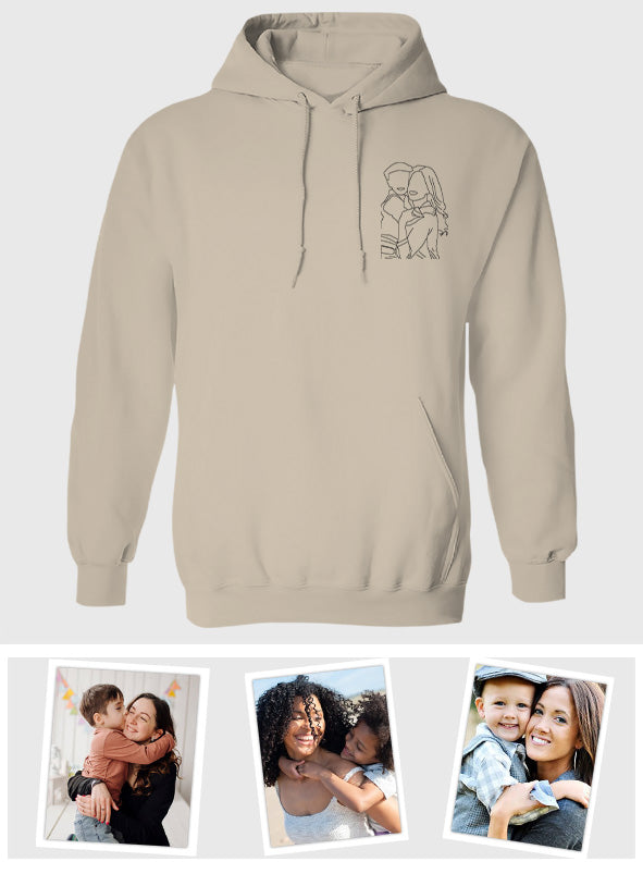 Custom Line Art - Personalized Mother Embroidered Hoodie