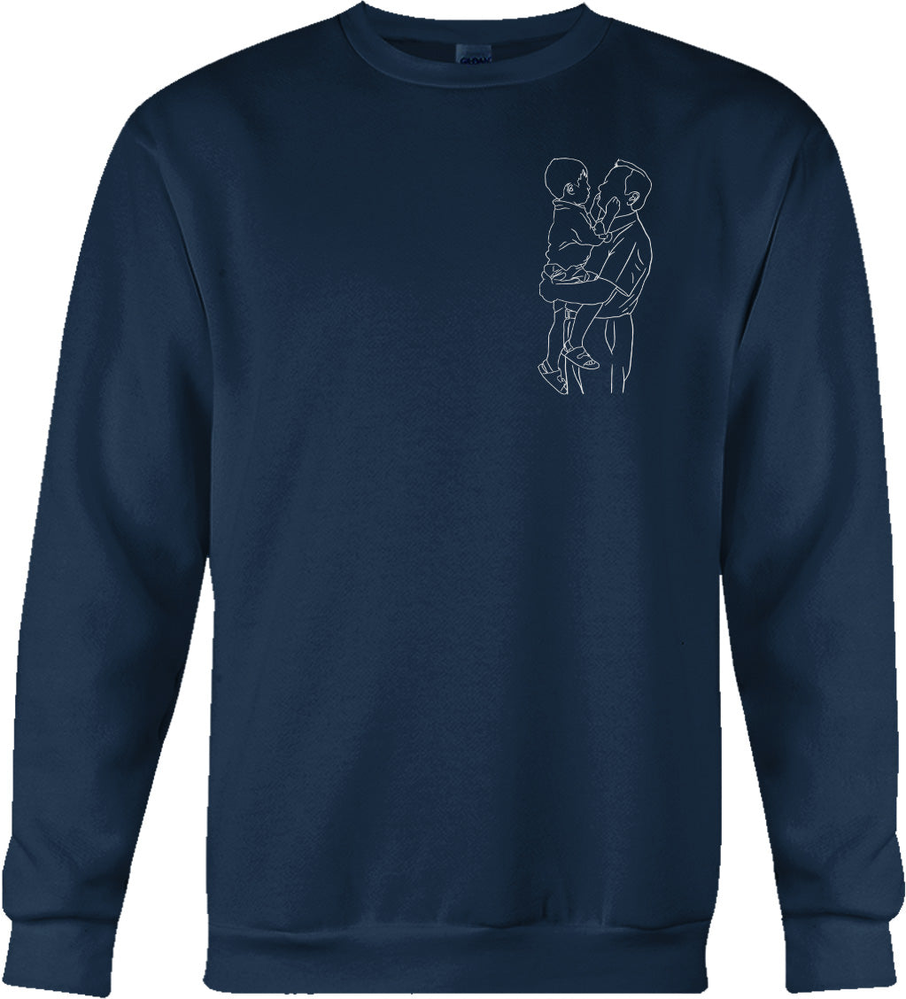 Custom Line Art - Personalized Grandpa Embroidered Sweater