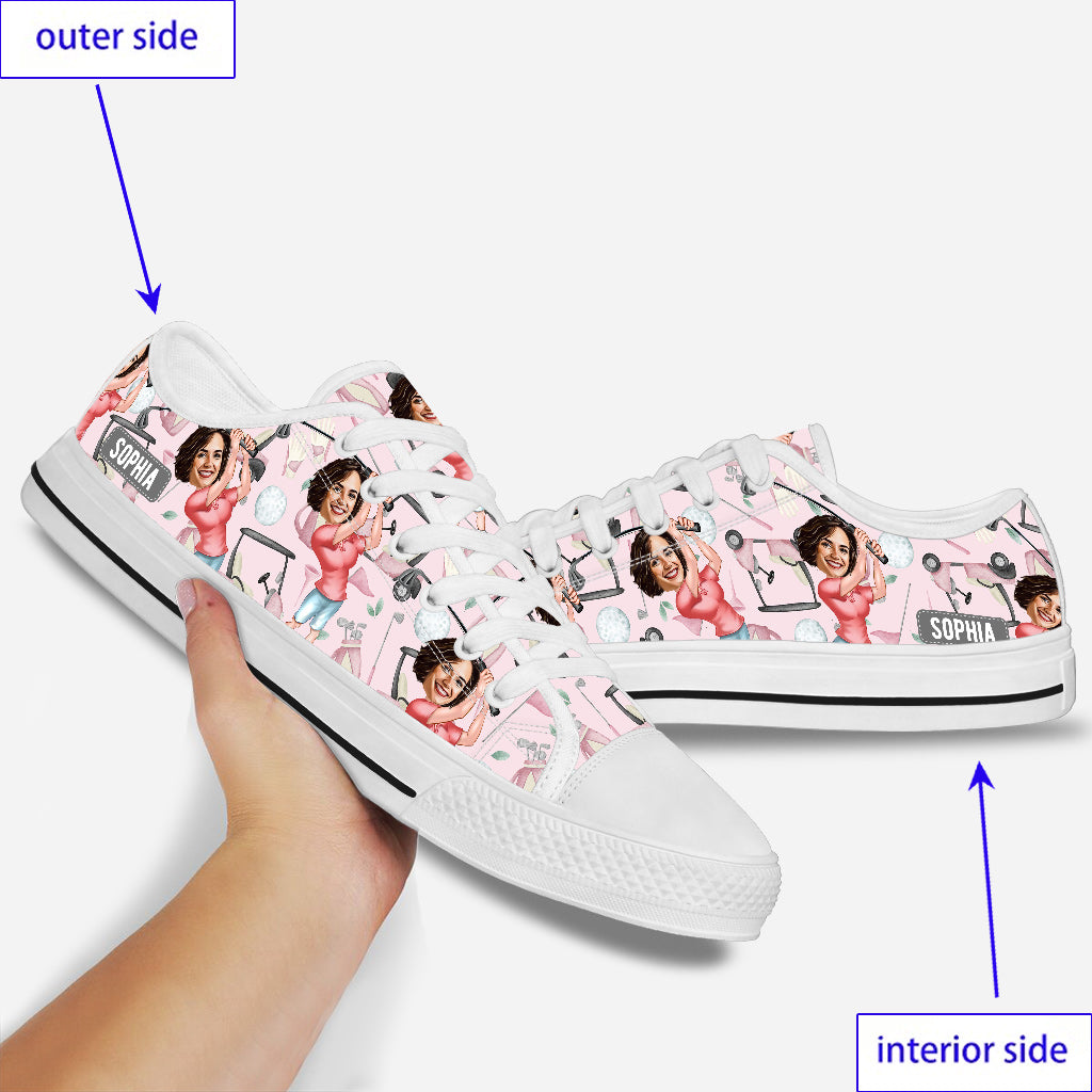 Photo Inserted Funny Golfer - Personalized Golf Low Top Shoes