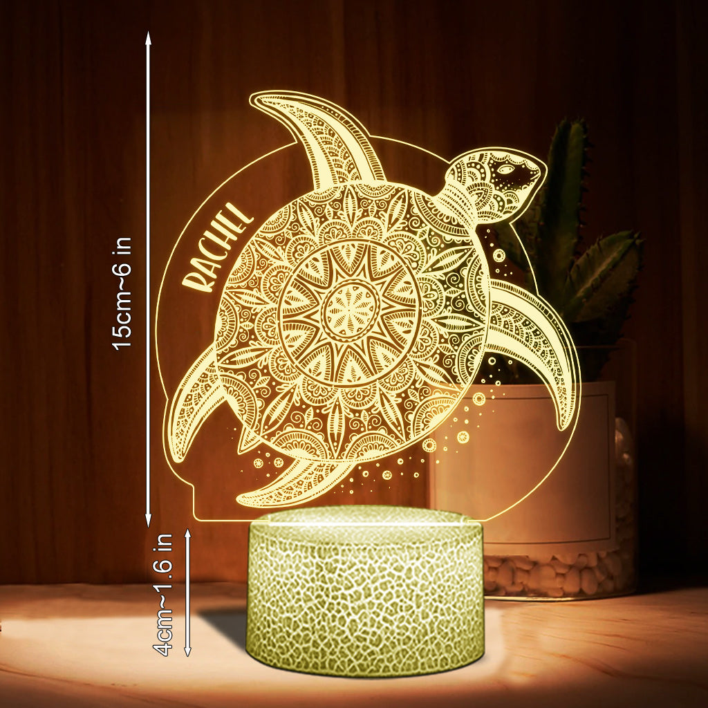 Love Turtle - Personalized Turtle Shaped Plaque Light Base