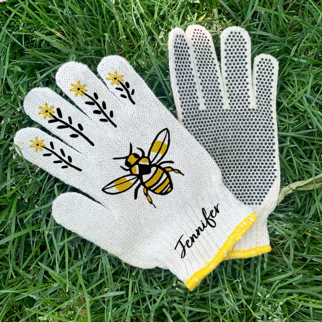 Love Gardening Bee Radish Lavender Carrot - Personalized Gardening Garden Gloves