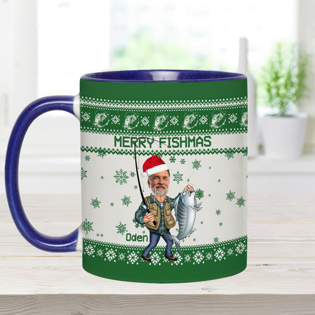 Merry Fishmas - Personalized Fishing Accent Mug