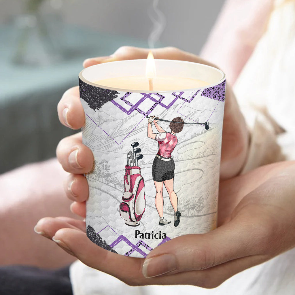 Golf Instruction - Golf gift for her, girlfriend, wife, daughter - Personalized Candle With Wooden Lid