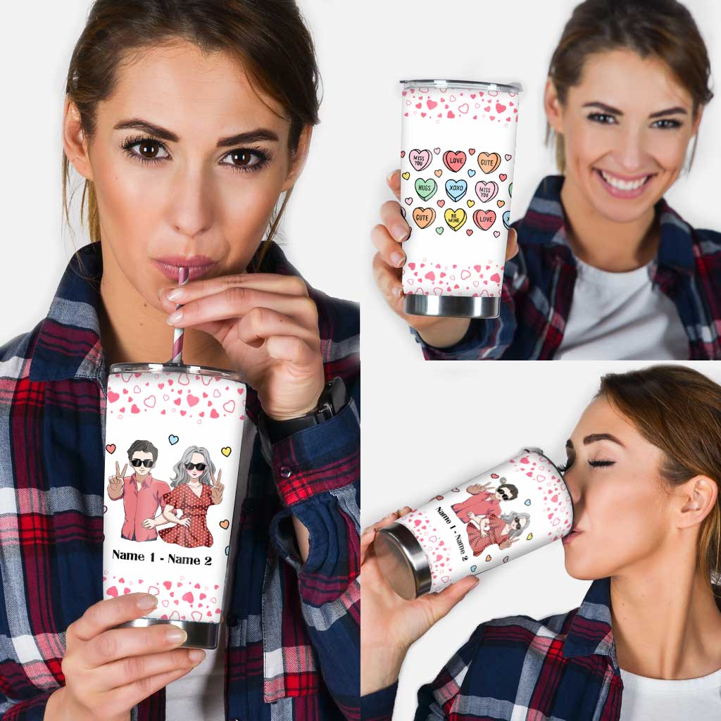 Candy Hearts Gift For Love Couple - Personalized Couple Tumbler