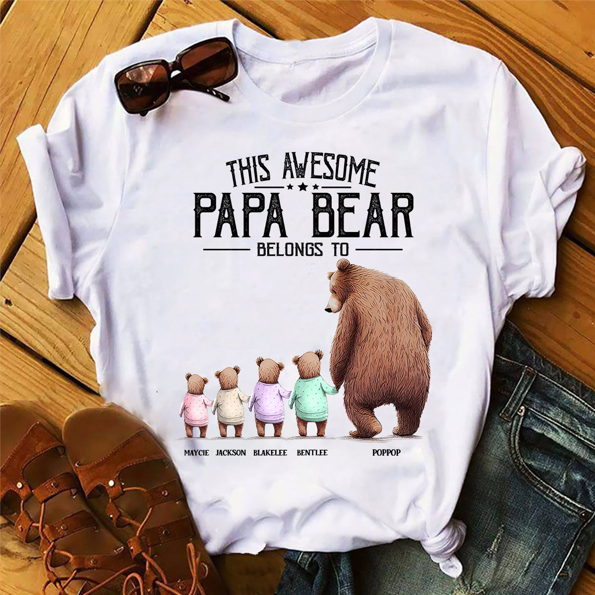 This Papa Bear Belongs To - Personalized Grandpa T-shirt and Hoodie