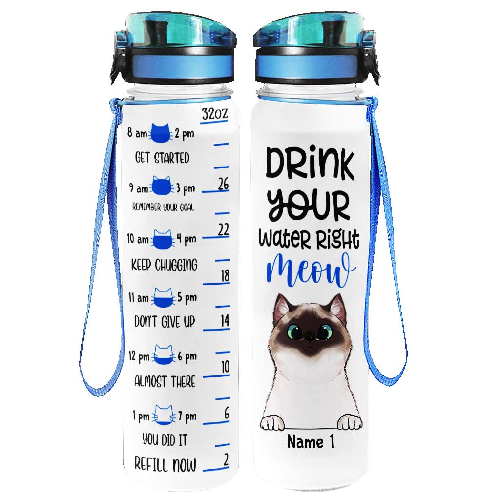 Buvez votre eau dès maintenant ! Gourde personnalisée pour chat avec suivi de l'hydratation