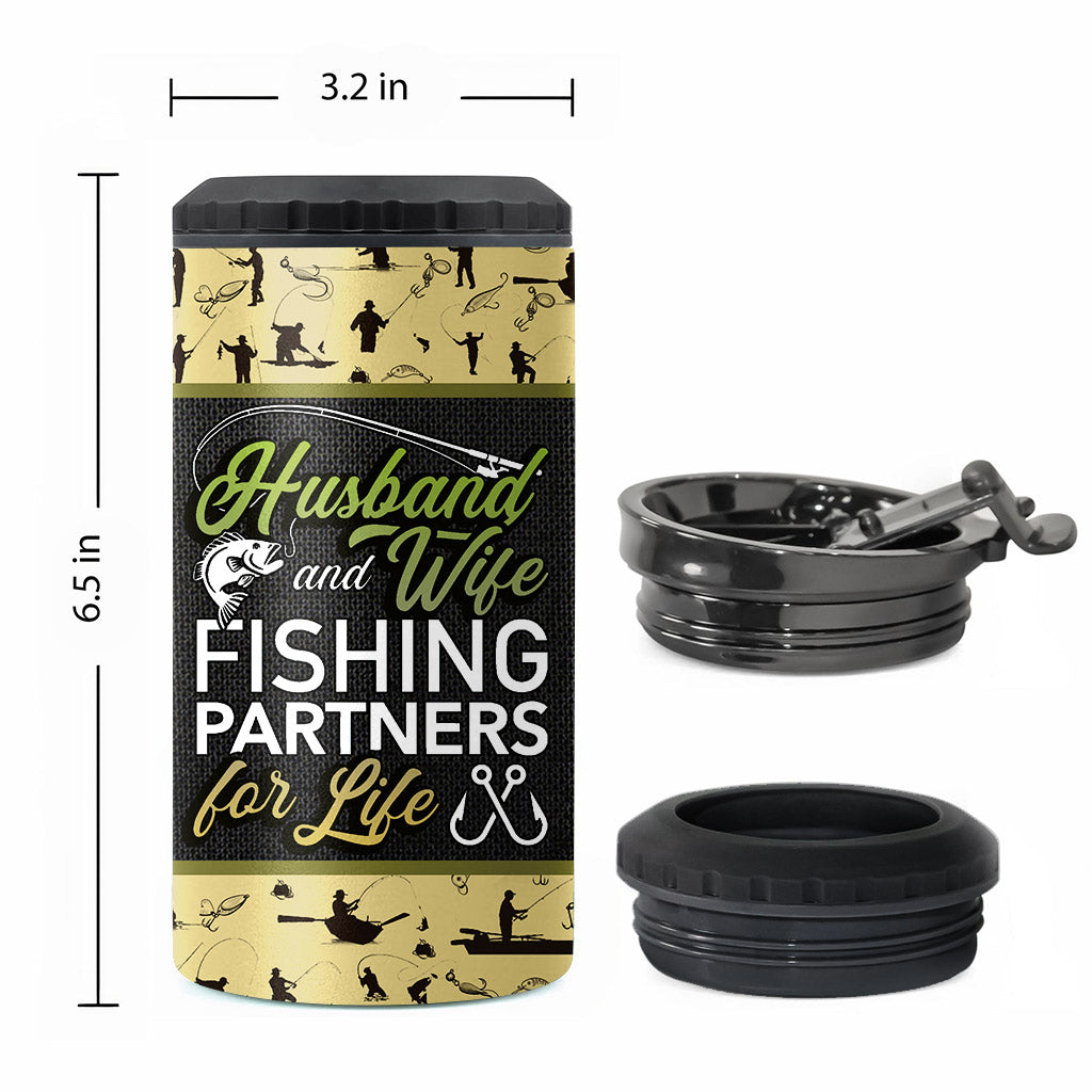 Husband And Wife - Personalized Fishing Can Cooler