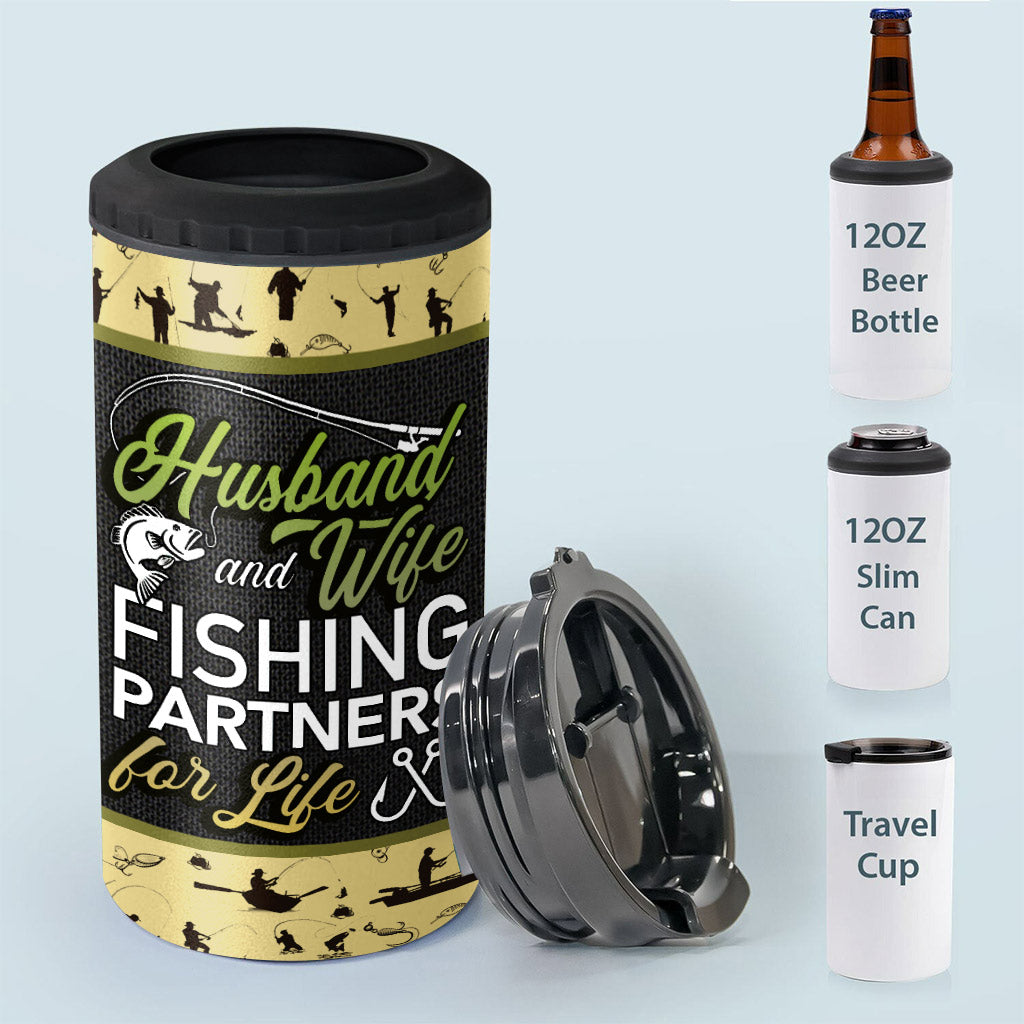 Husband And Wife - Personalized Fishing Can Cooler