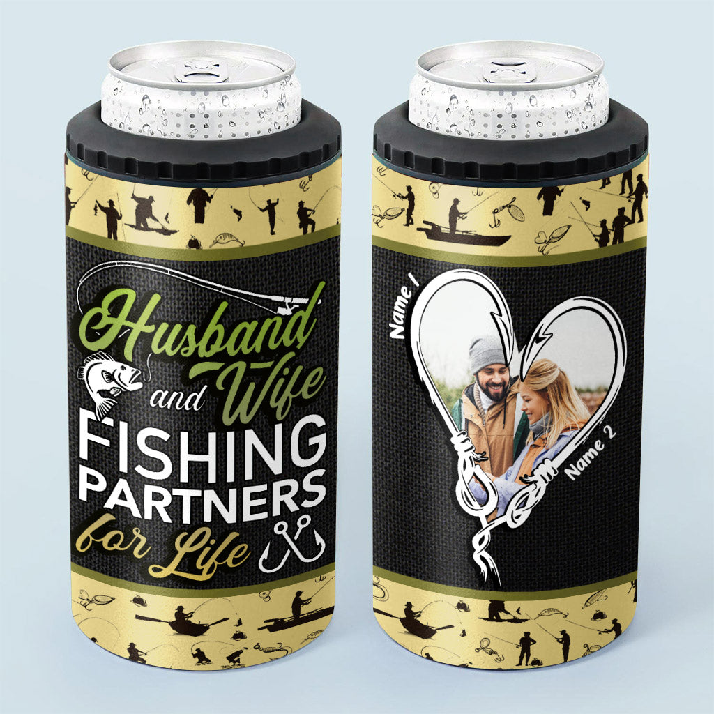 Husband And Wife - Personalized Fishing Can Cooler