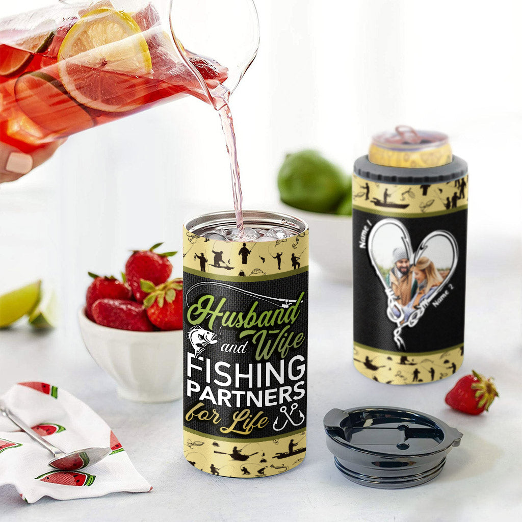 Husband And Wife - Personalized Fishing Can Cooler