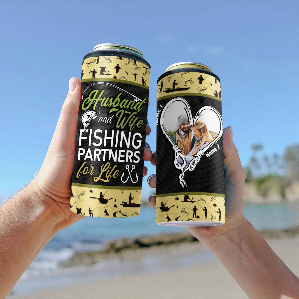 Husband And Wife - Personalized Fishing Can Cooler