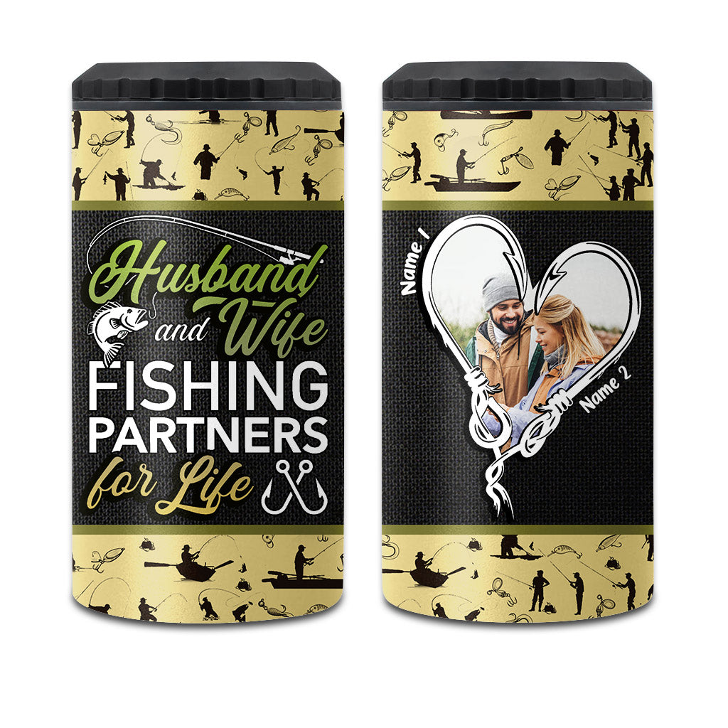 Husband And Wife - Personalized Fishing Can Cooler