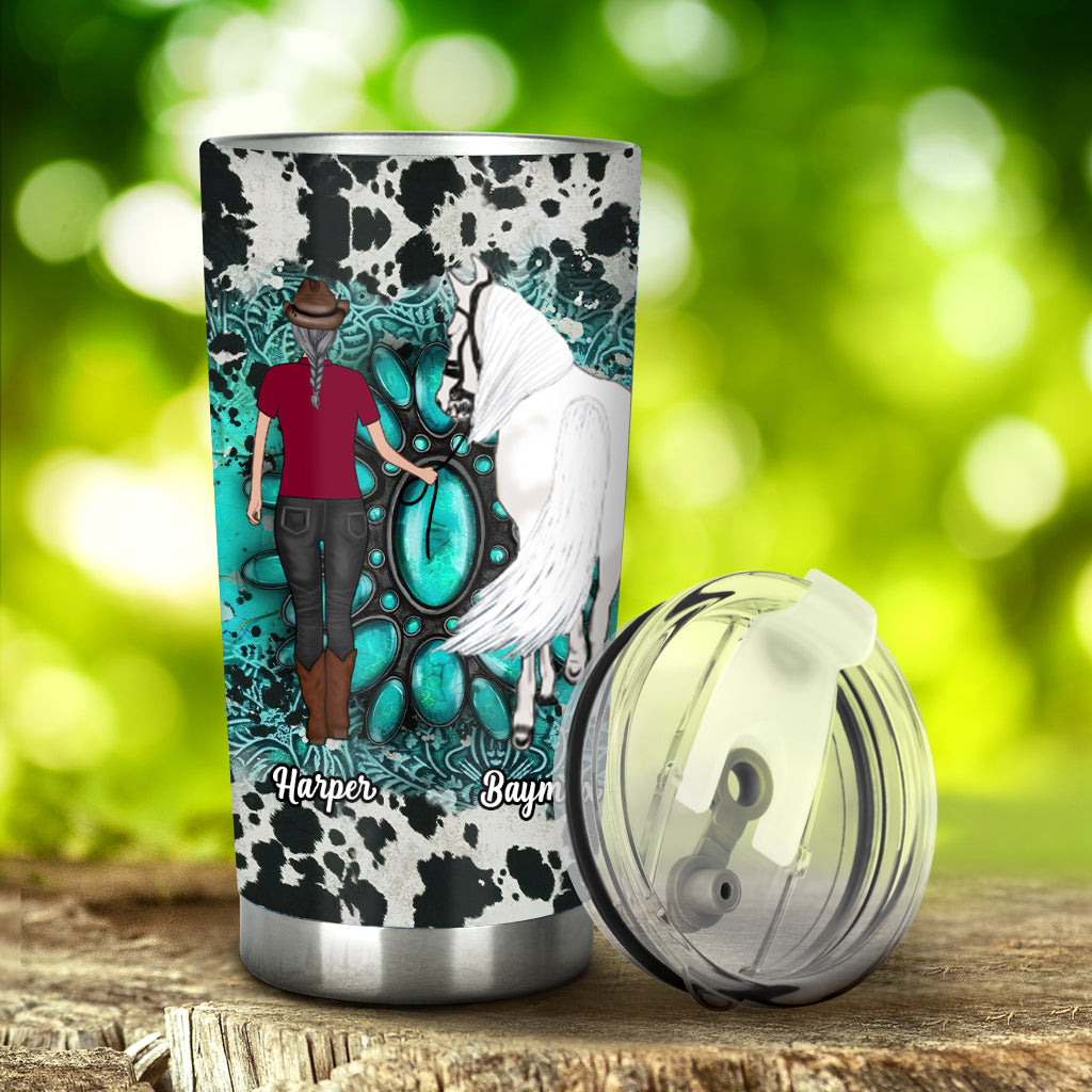 Country Girl Sunflower Turquoise Blue - Personalized Horse Tumbler