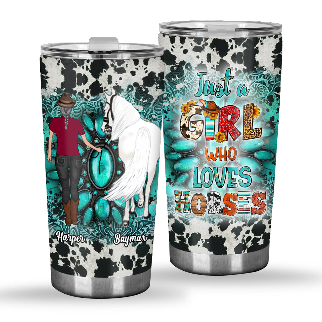 Country Girl Sunflower Turquoise Blue - Personalized Horse Tumbler