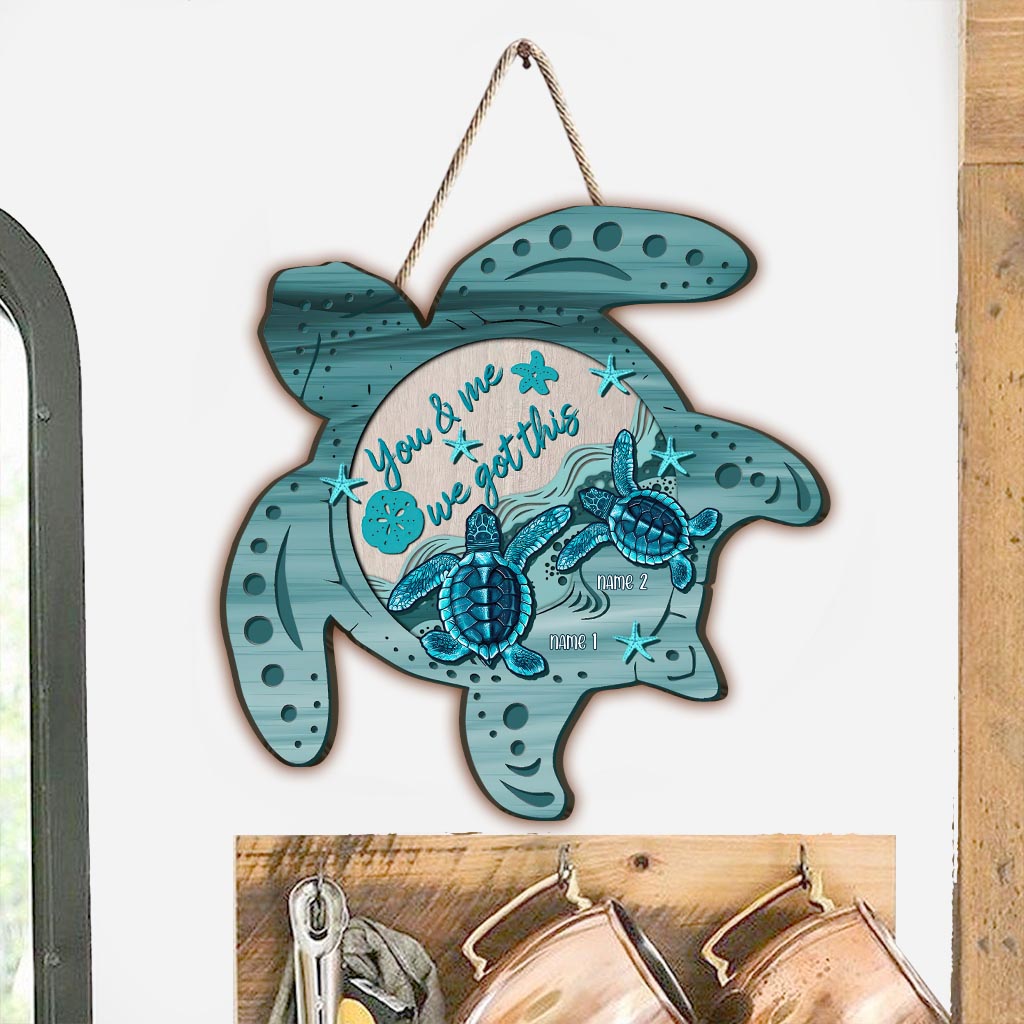 You & Me - Personalized Turtle Wood Sign