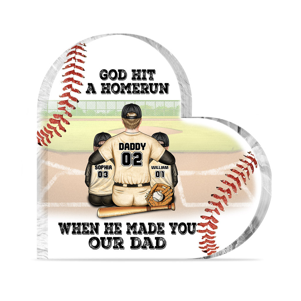 God Hit a Homerun - Personalized Father's Day Baseball Custom Shaped Acrylic Plaque