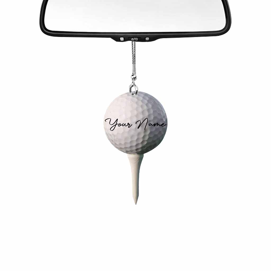 Ornement de voiture personnalisé en forme de tee de golf (imprimé des deux côtés)