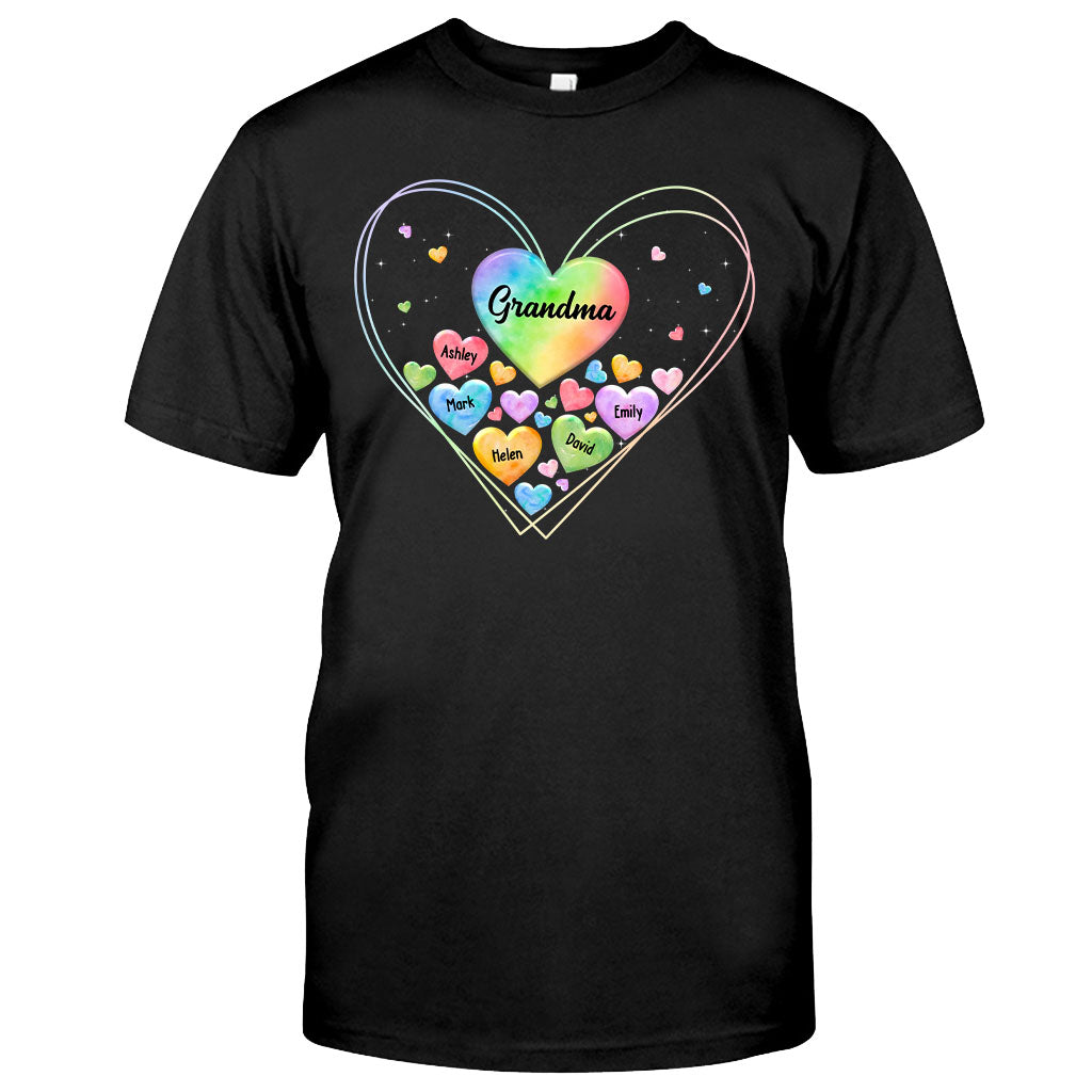 Cœur coloré de grand-mère - Cadeau pour grand-mère, maman - T-shirt et sweat à capuche personnalisés