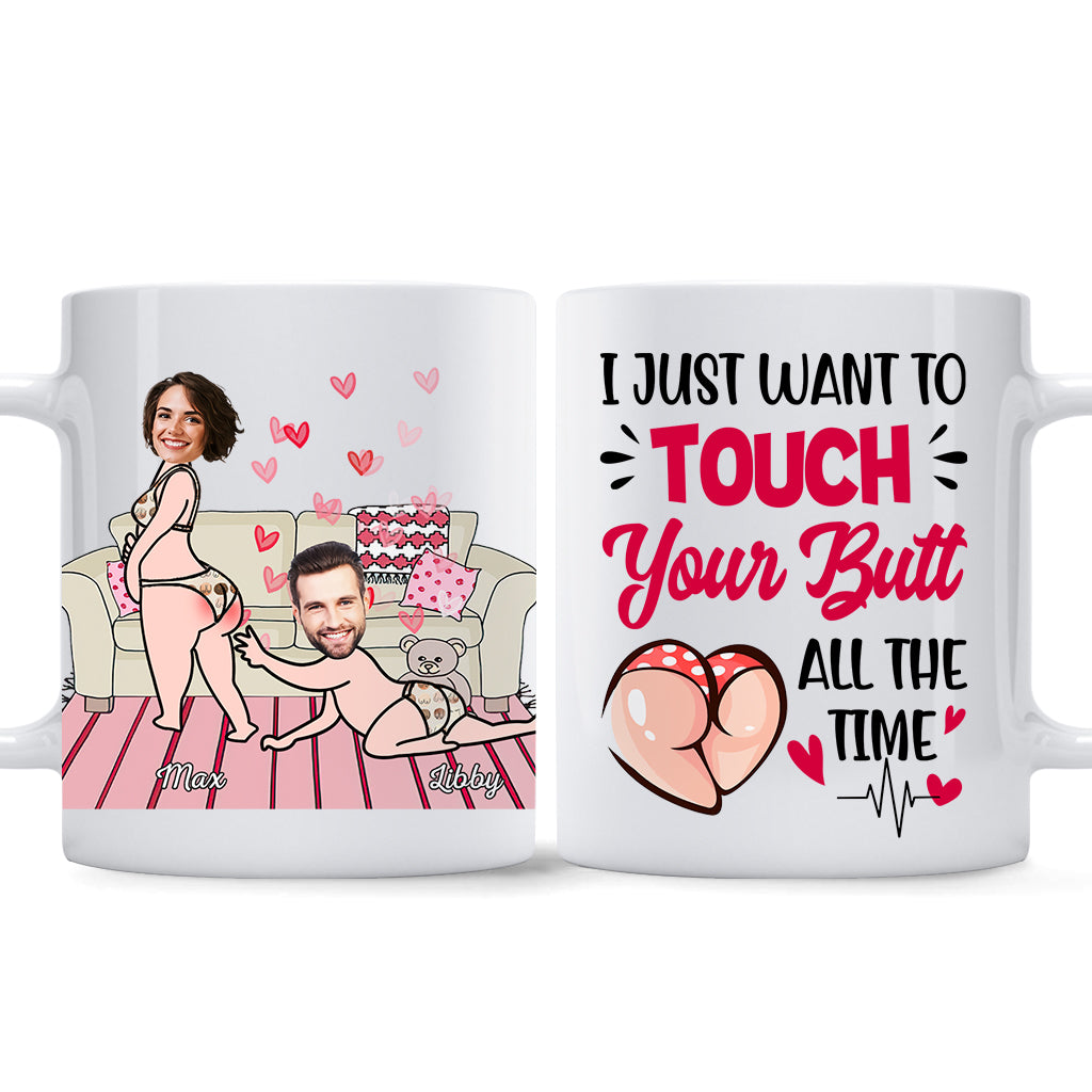 Ich möchte nur deinen Po berühren – personalisierte Tasse für Paare