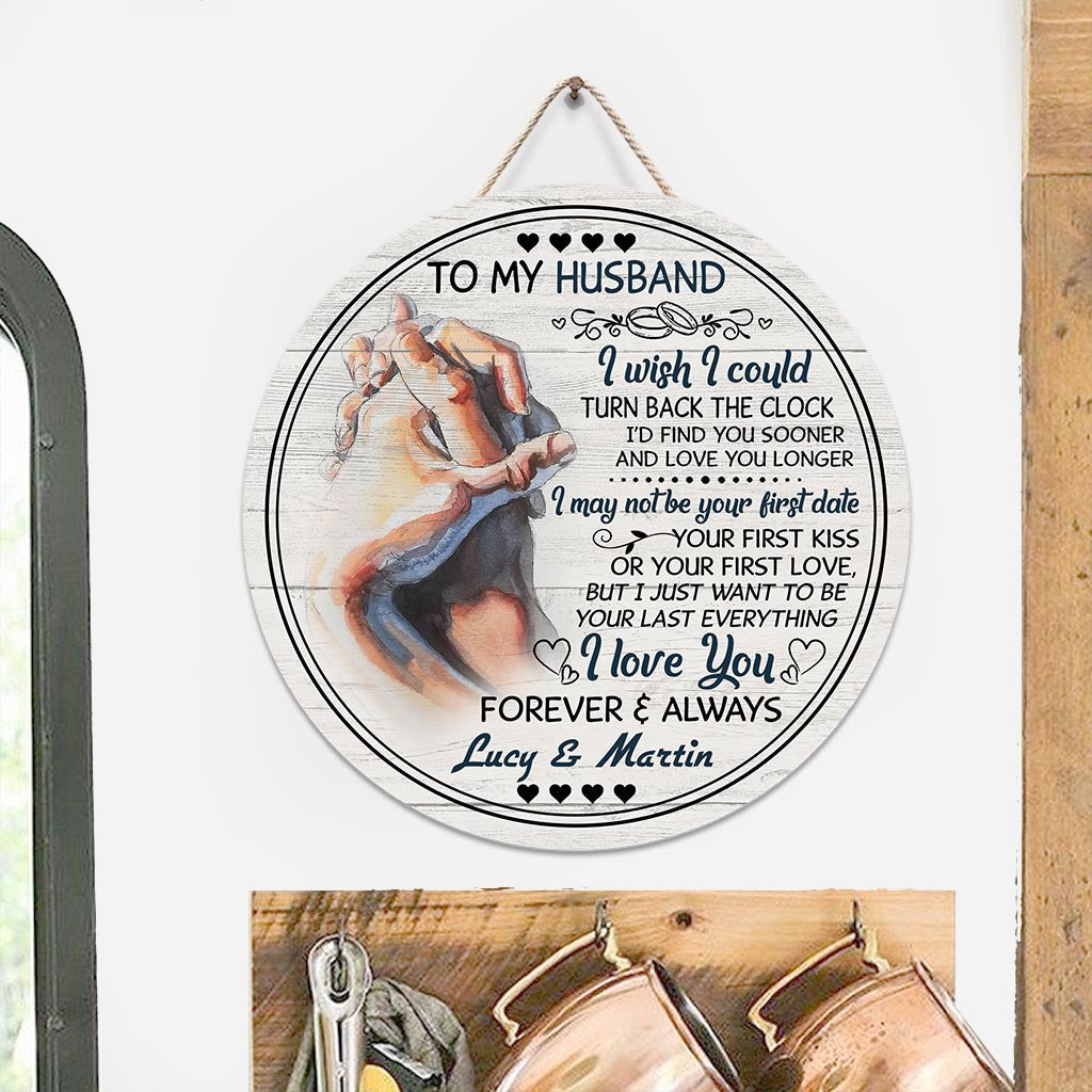 I Wish I Could Turn Back The Clock - Personalized Couple Round Wood Sign