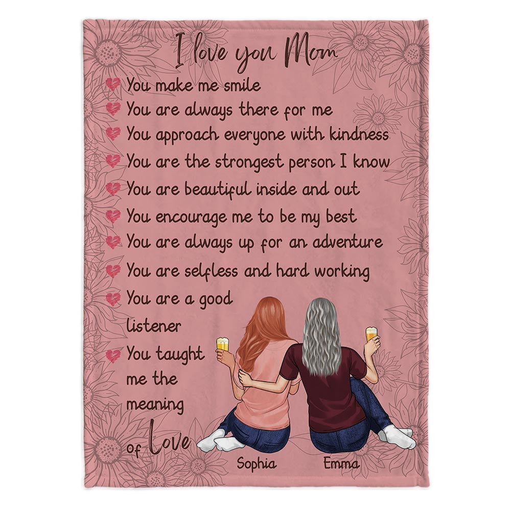 I Love You Mom - Personalized Mother's Day Mother Blanket