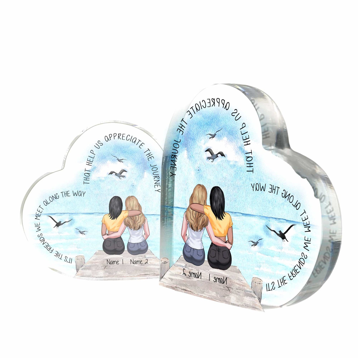 Es sind die Freunde, die wir unterwegs treffen – personalisierte Acrylplakette in individueller Form für die beste Freundin