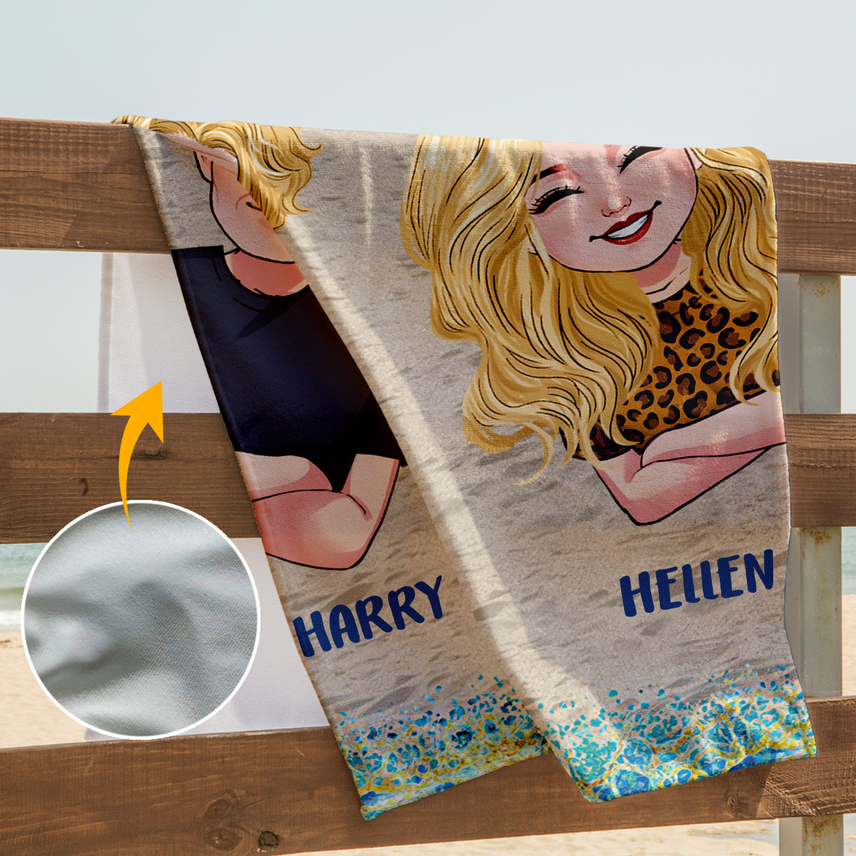 I Love You To The Beach And Back - Personalized Couple Beach Towel