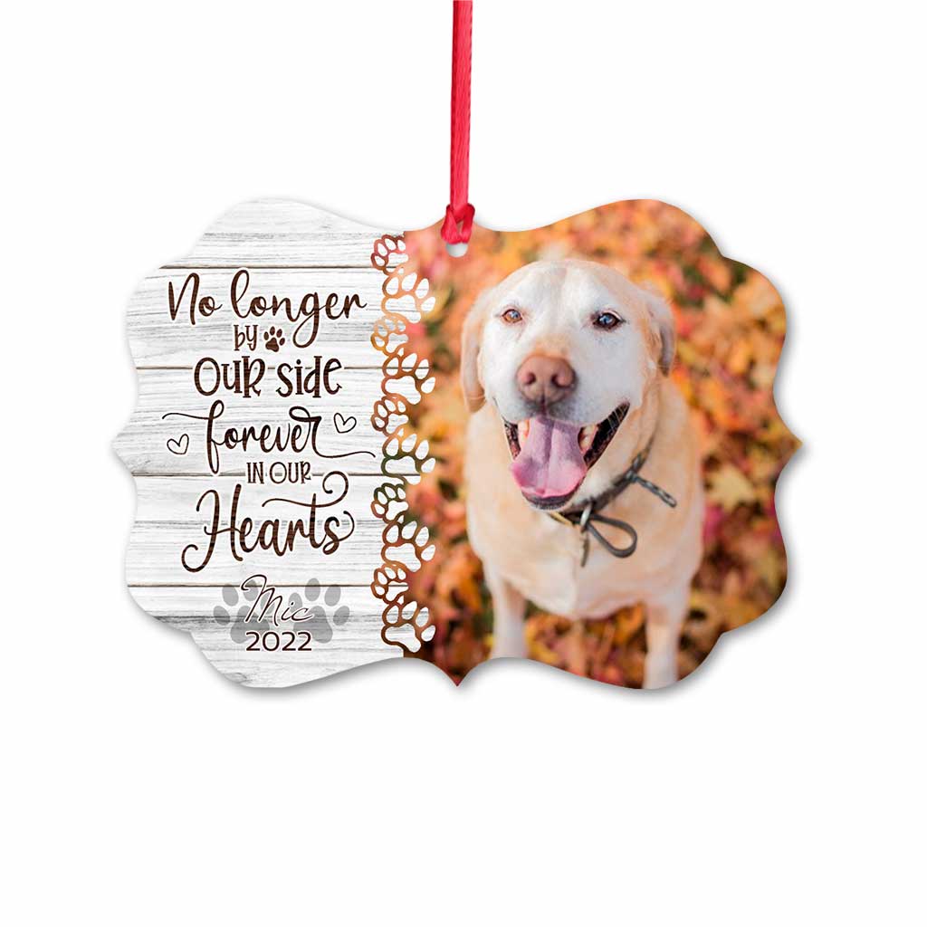 Tu n'es plus à nos côtés, mais tu resteras à jamais dans nos cœurs - Ornement de Noël personnalisé pour chien (Impression recto verso)
