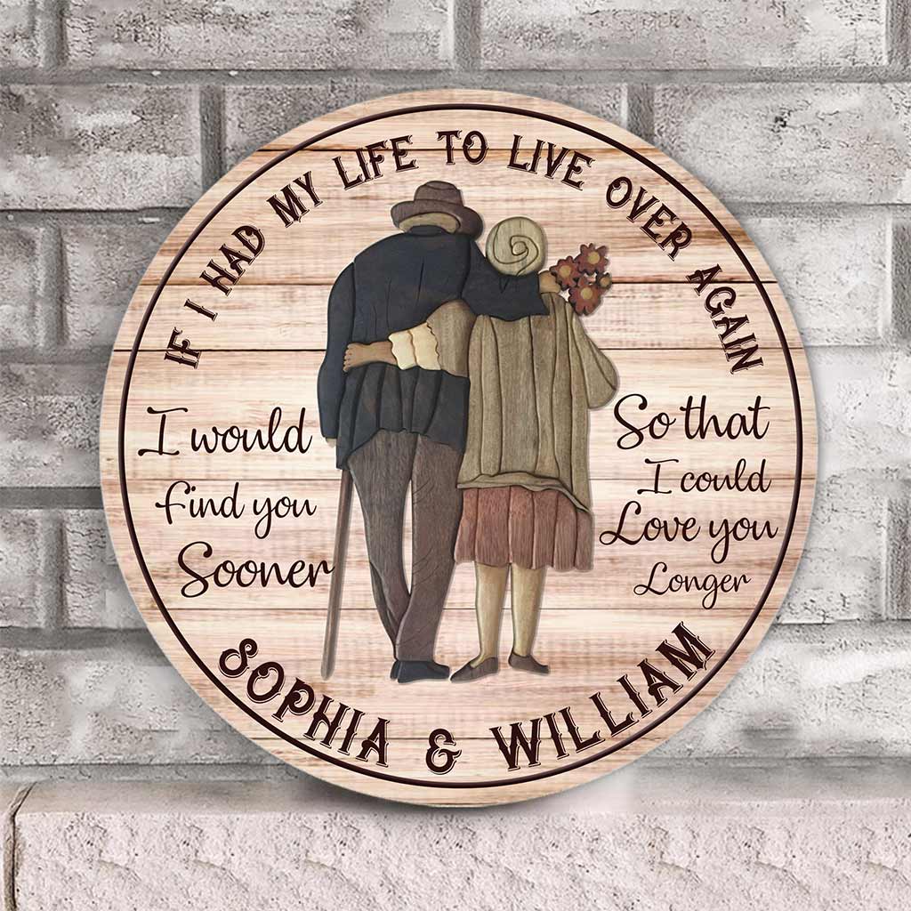Love You Longer - Personalized Couple Round Wood Sign