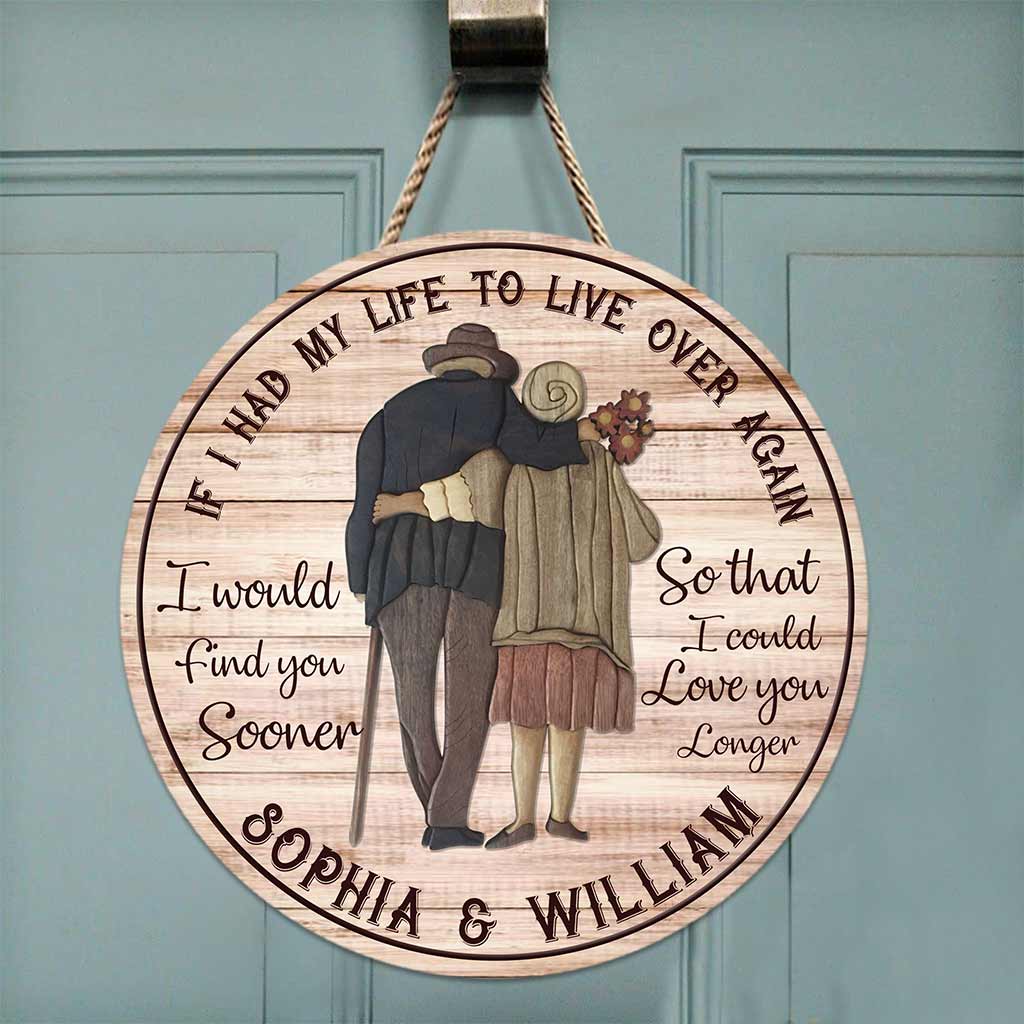Love You Longer - Personalized Couple Round Wood Sign