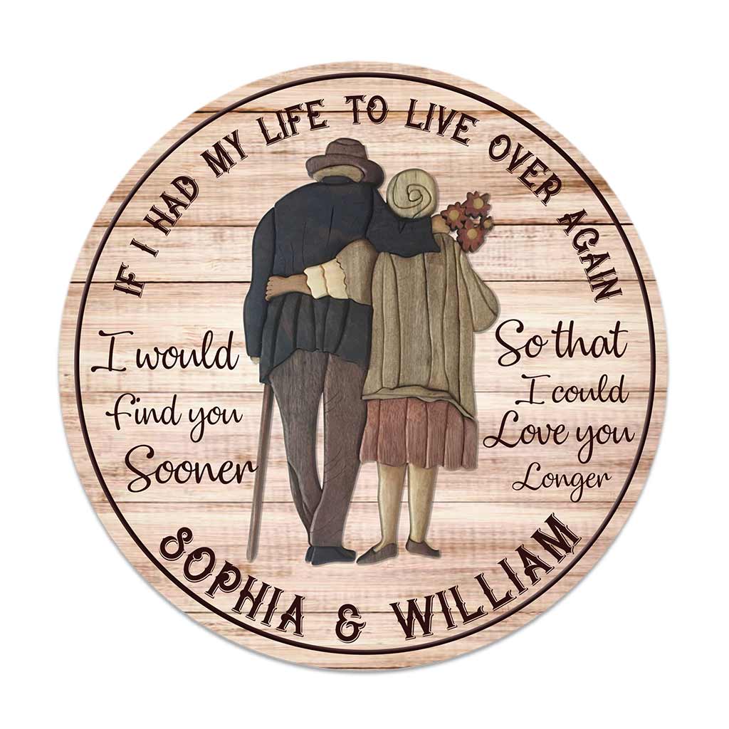 Love You Longer - Personalized Couple Round Wood Sign