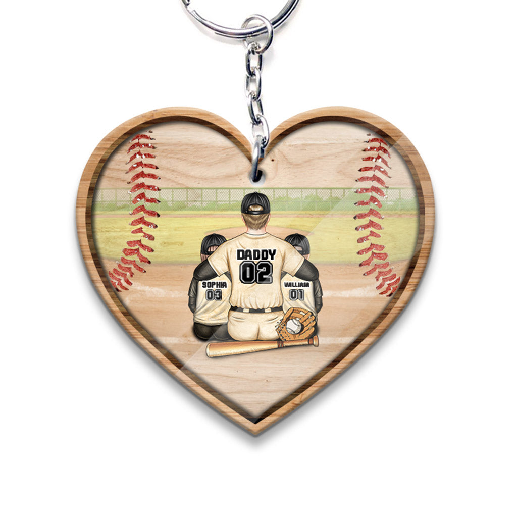 Dieu a frappé un coup de circuit - Porte-clés de baseball personnalisé pour la fête des pères (Impression recto verso)