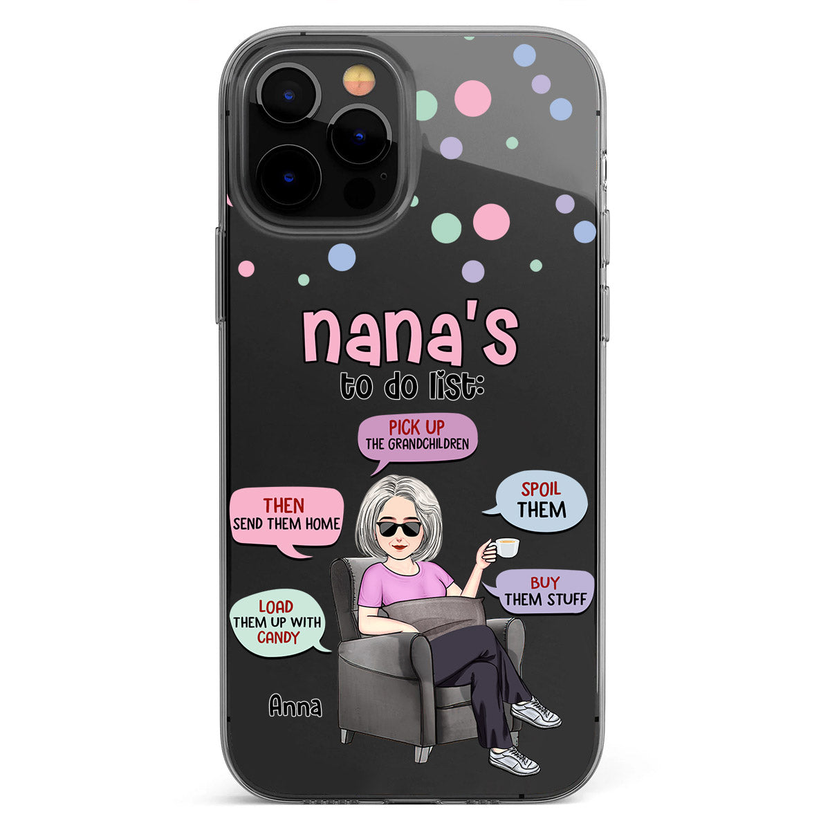 Liste de choses à faire de mamie - Coque de téléphone transparente personnalisée pour grand-mère