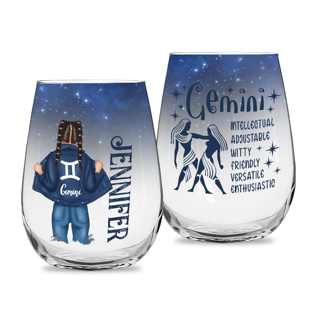 Zodiac Denim – Personalisiertes Horoskop auf einem Weinglas