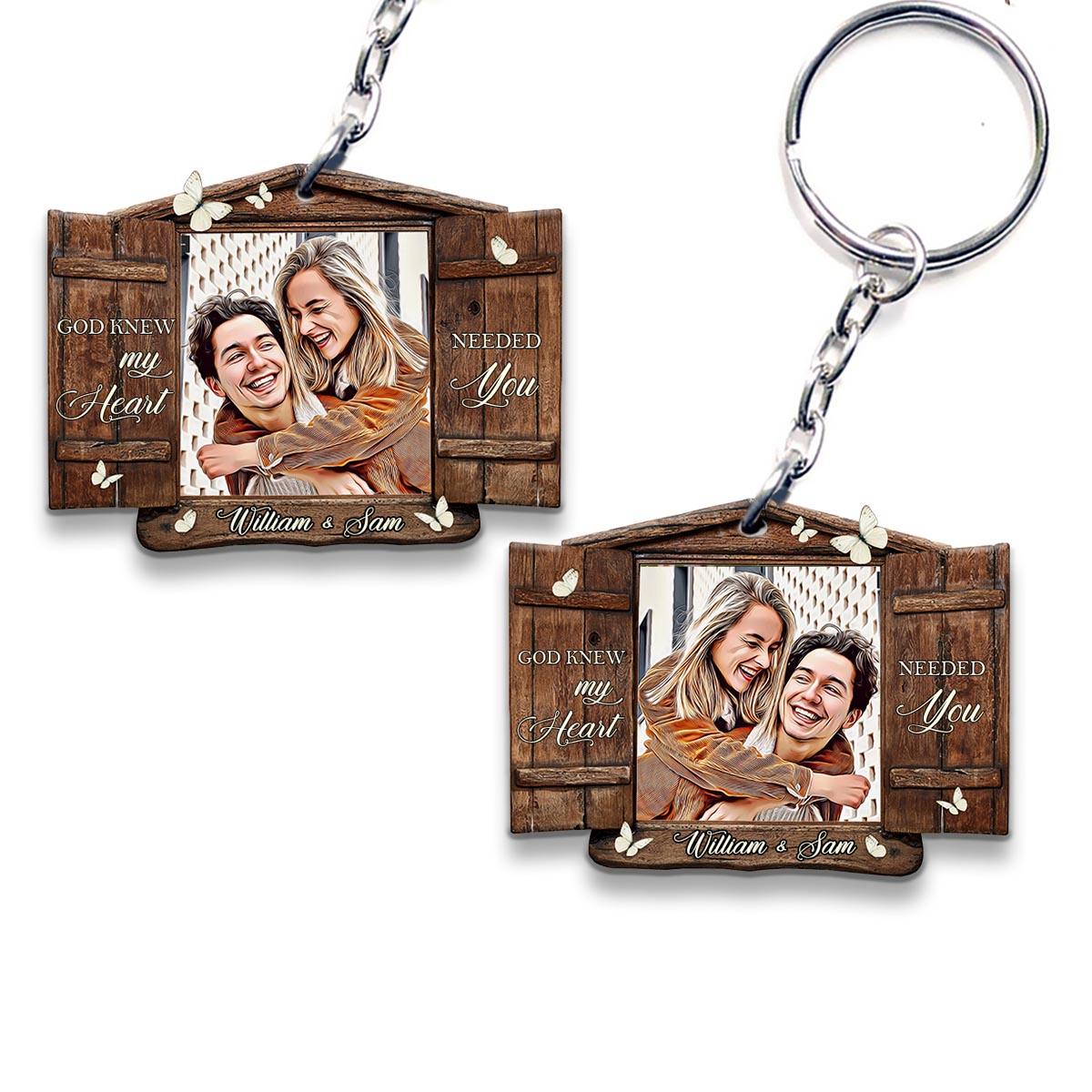 God Knew My Heart - Personalized Couple Keychain
