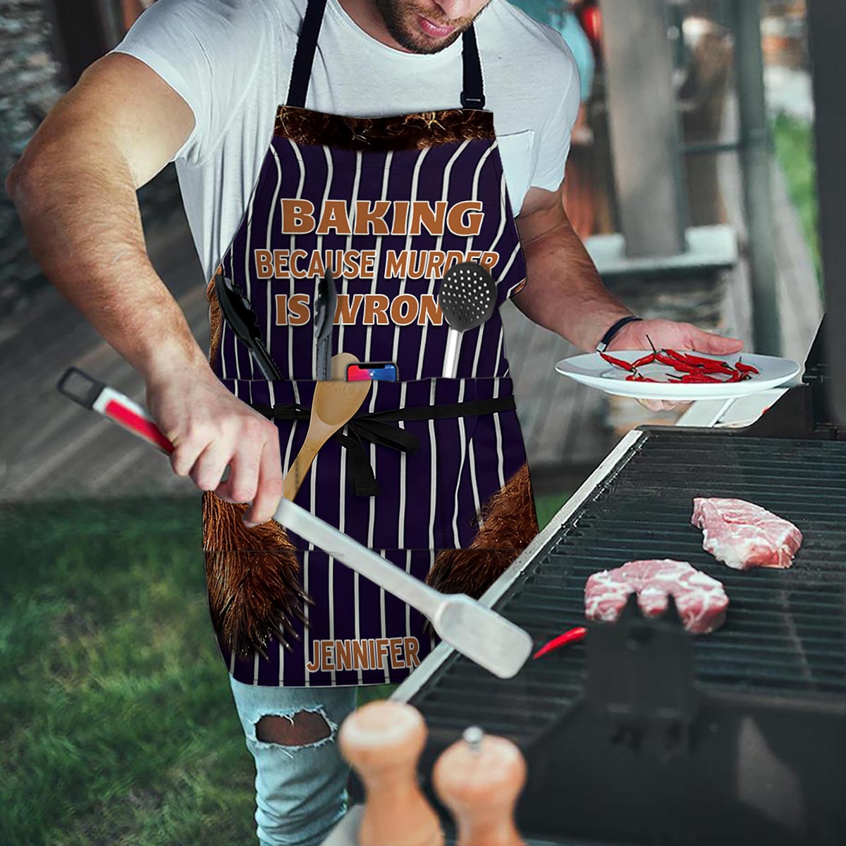 Baking Because Murder Is Wrong - Personalized Baking Apron