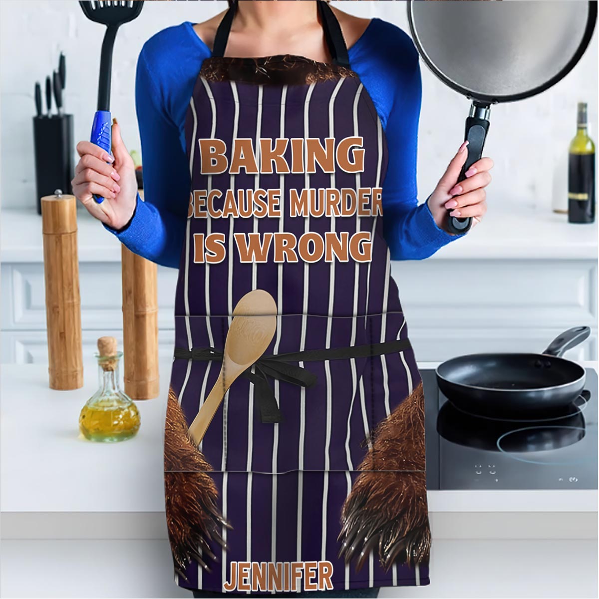 Baking Because Murder Is Wrong - Personalized Baking Apron