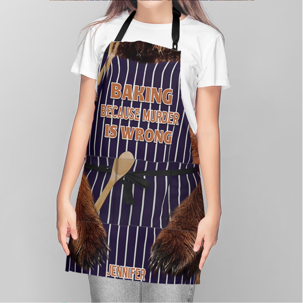 Baking Because Murder Is Wrong - Personalized Baking Apron
