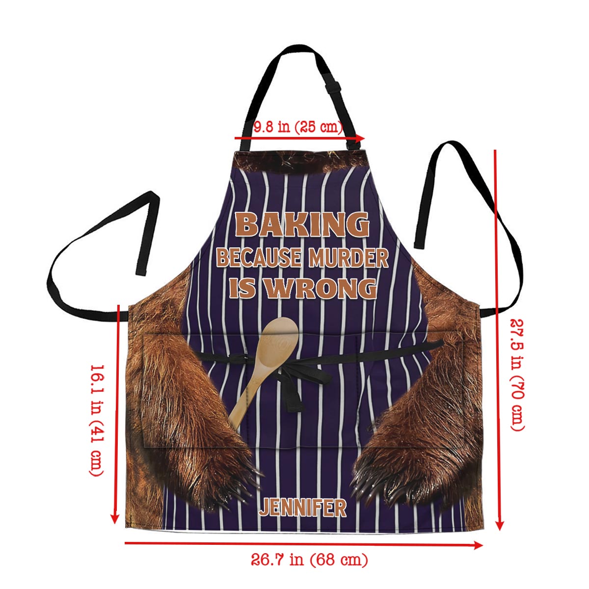 Baking Because Murder Is Wrong - Personalized Baking Apron