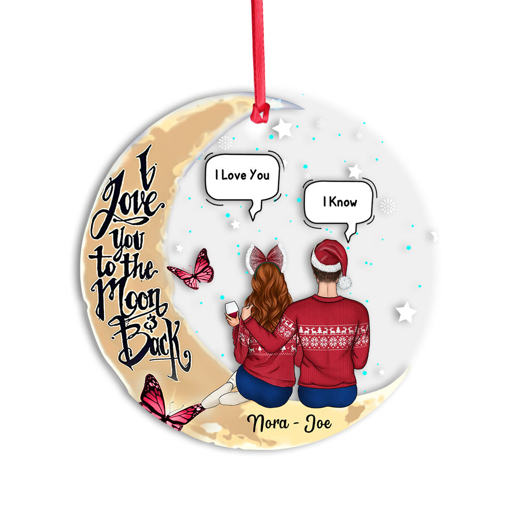 I Love You To The Moon - Personalized Couple Transparent Ornament