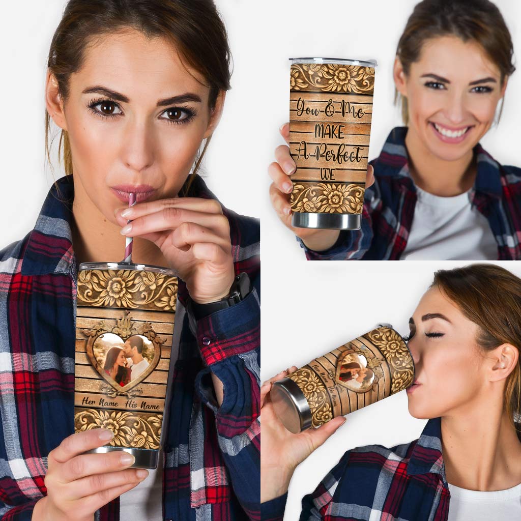 You & Me Make A Perfect We - Personalized Couple Tumbler With 3D Pattern Print